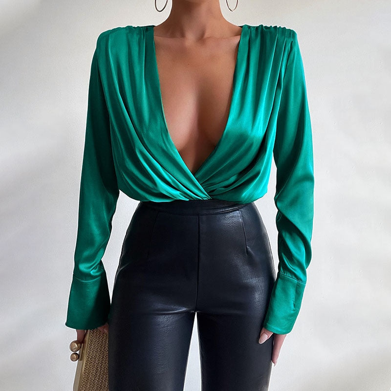 Winter Stain Silk Green Bodysuit