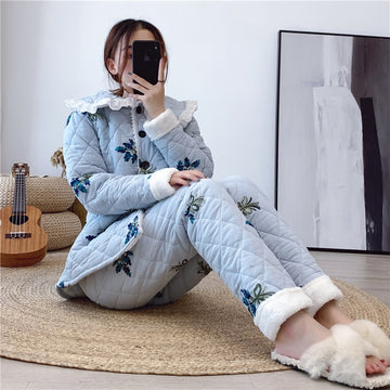 New Arrival Women Pajamas Winter Bride Pajamas Thick Quilted Suit Sweet Loose Cotton Lady Jacket Home Service Women Robe