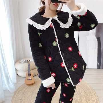 New Arrival Women Pajamas Winter Bride Pajamas Thick Quilted Suit Sweet Loose Cotton Lady Jacket Home Service Women Robe