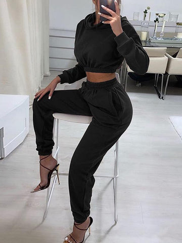 Autumn Winter Women Casual Solid Tracksuit